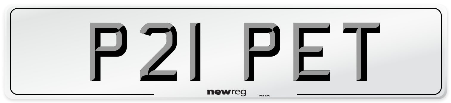 P21 PET Number Plate from New Reg